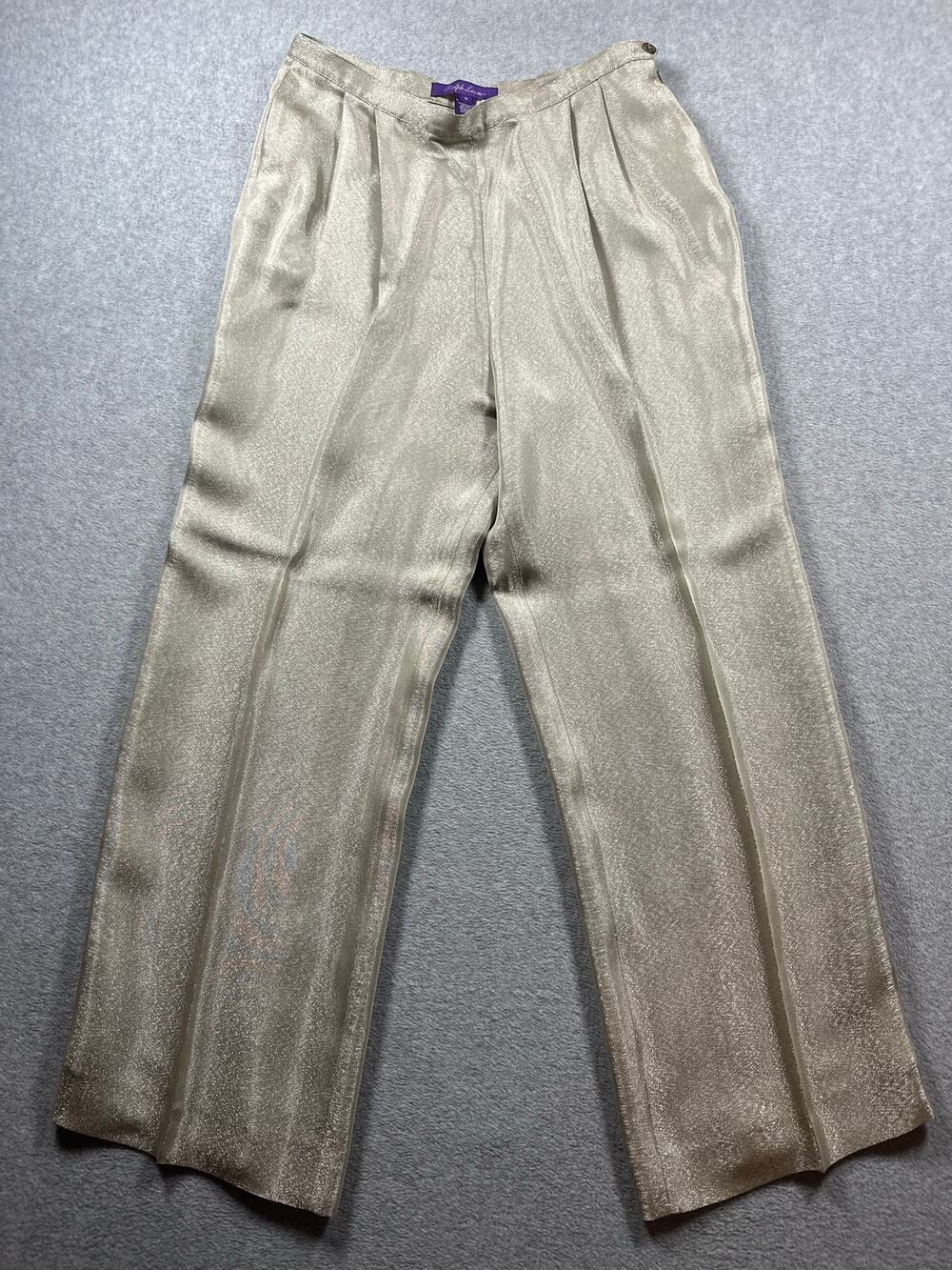 Ralph Lauren Purple Label Straight Leg Pants Women's Size 12 Metallic